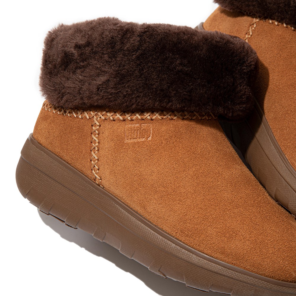 Fitflop Womens Boots Brown - Mukluk Shorty Shearling Lined Suede Ankle - 78HABUXVL